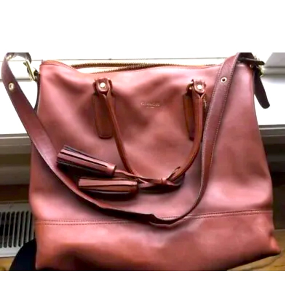 Coach Legacy Genuine Leather "RORY" Brown Cognac Satchel Handbag *19892